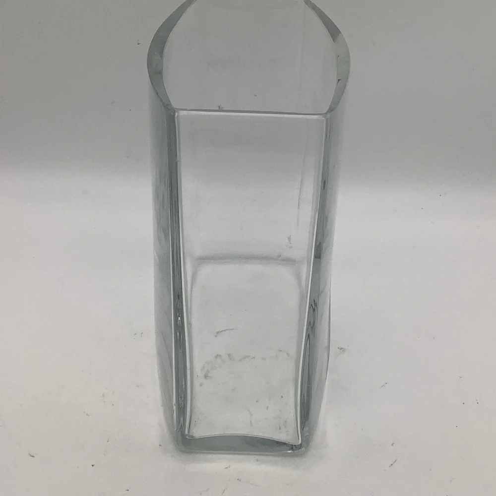 Modern Clear Glass Vase with Etched Geometric Design